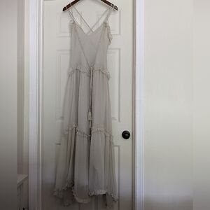 Strappy tiered ruffles maxi